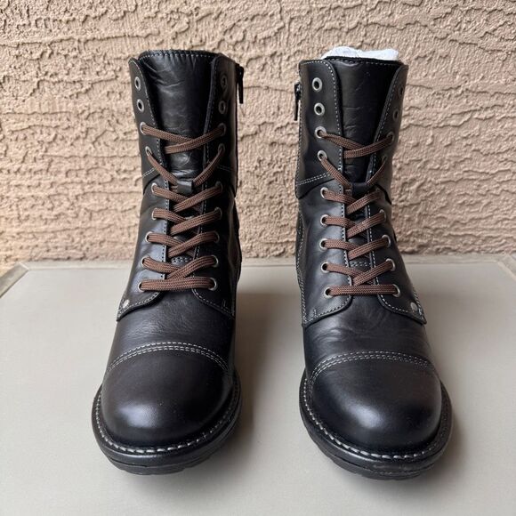 NEW Taos Crave Leather Boots Womens Size 7-7.5 US 38EU Black Moto Combat Prairie - Picture 2 of 15